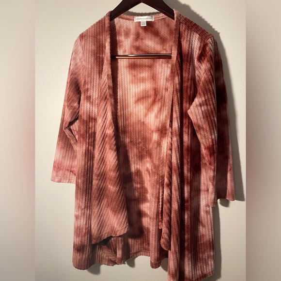 Warehouse One Light/Dark Dusty Rose Open Cardigan Size XL - Picture 1 of 8